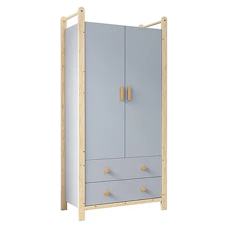 SONNENH Kleiderschrank 89,6 x 44 x 180,5 cm, Blau/Natur