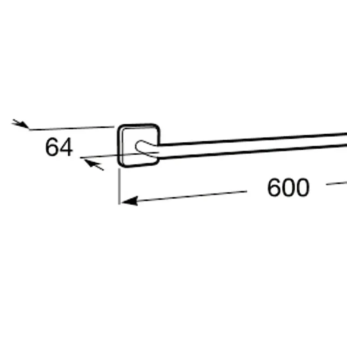 Roca Victoria Toallero - Ancho: 60 cm, Pegado, Resplandeciente - Vista superior de un toallero con medidas de 64 y 600, ideal para cualquier baño.