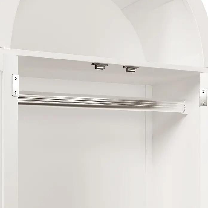 SONNENH Kleiderschrank 78 x 45 x 181 cm, Weiß -  - Weißer Kleiderschrank-Innenraum mit verchromter Kleiderstange und zwei kleinen Deckenleuchten.