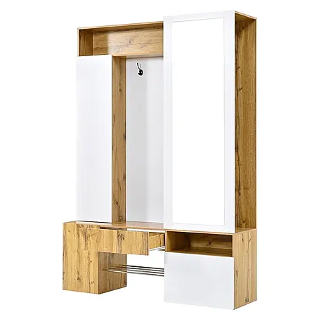 SONNENH Kleiderschrank 127 x 35 x 180,5 cm, Natur/Weiß