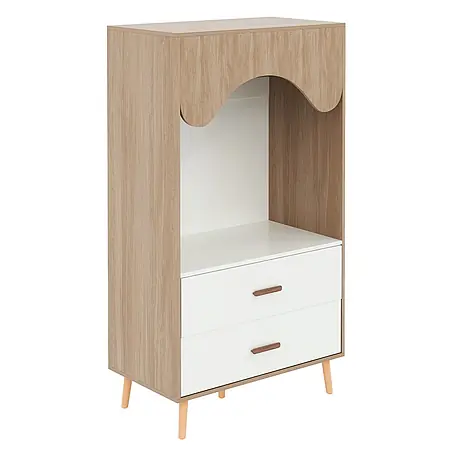 SONNENH Kleiderschrank 80 x 46 x 141,5 cm, Weiß/Holzoptik