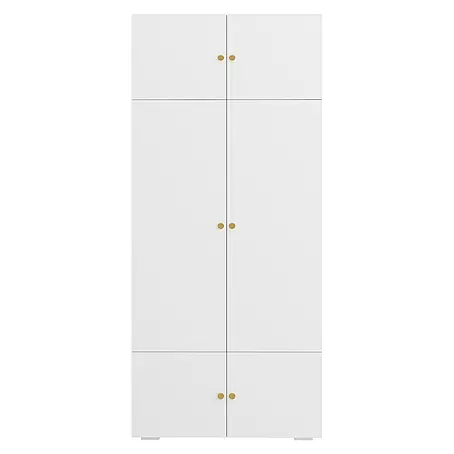 SONNENH Kleiderschrank 90 x 50 x 200 cm, 5 Fächer, Weiß