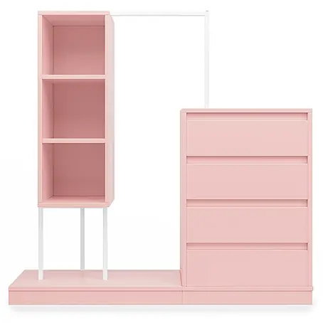 SONNENH Kleiderschrank 140 x 40 x 135 cm, Rosa