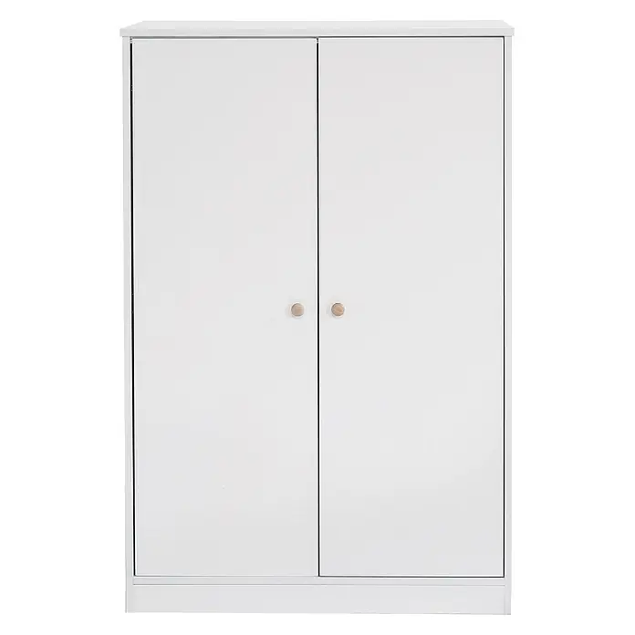SONNENH Kleiderschrank 80 x 50 x 120 cm, Weiß -  - Weißer zweitüriger Kleiderschrank mit runden Holzgriffen.