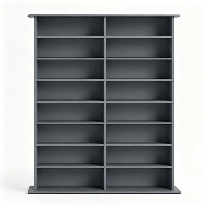 SONNENH Medienregal 106,5 x 24 x 126,3 cm, 16 Fächer, Grau -  - Hohes, dunkelgraues Bücherregal mit 14 Fächern in zwei vertikalen Abschnitten, ideal zur Aufbewahrung.