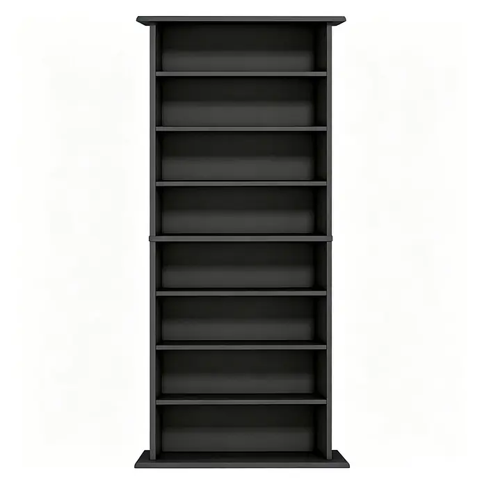 SONNENH Medienregal 58 x 24 x 126,3 cm, 8 Fächer, Schwarz -  - Hohes, schmales Regal in Dunkelgrau mit vielen Ebenen, ideal für Medien oder kleine Gegenstände.
