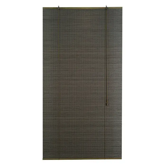 Estor enrollable Haití - An x Al: 120 x 175 cm, Marrón oscuro - Persiana veneciana de bambú marrón oscuro para ventanas. Una protección de privacidad práctica y decorativa.