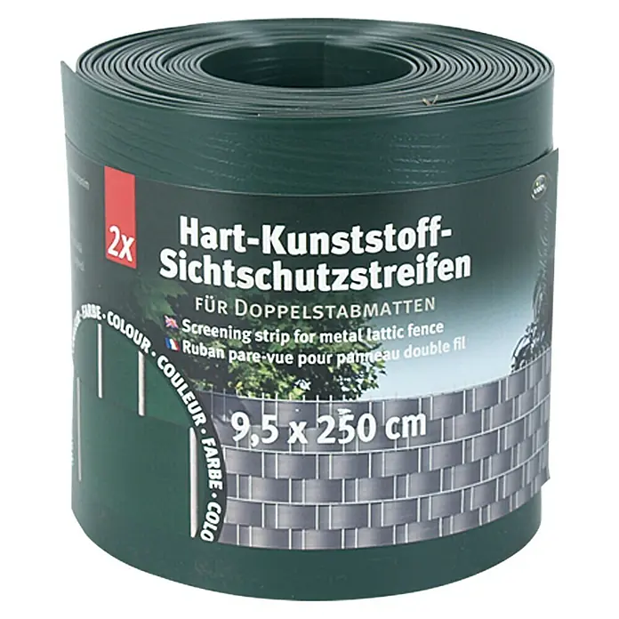 Videx Sichtschutzstreifen - Grün, 2 Stk., 200 x 9,5 cm - Eine Rolle Hart-Kunststoff-Sichtschutzstreifen zur Anbringung an Doppelstabmatten für mehr Privatsphäre im Garten.