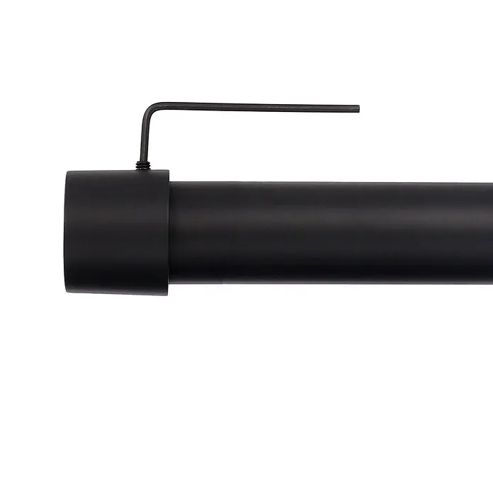Gardinenstangen-Set Länge 400cm Ø 25mm Style Metall Schwarz-matt Cap -  - Schwarze Gardinenstange mit einem Innensechskantschlüssel in einer Madenschraube am Ende.