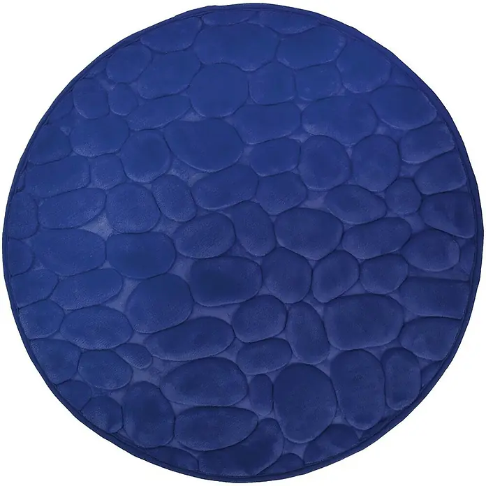 Euroshowers Memory-Foam-Badteppich Bellarina Dunkelblau Ø60 cm -  - Runder, blauer Teppich mit erhöhter, kieselsteinartiger Textur.