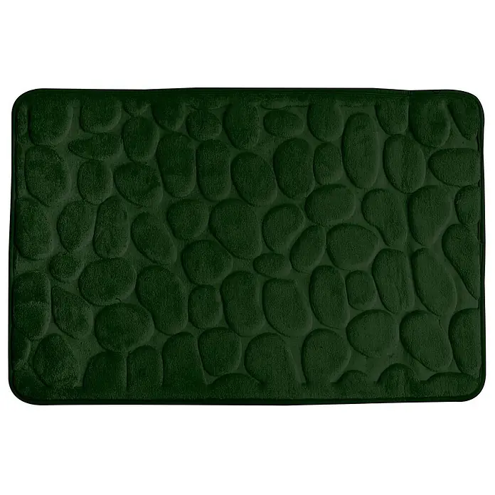 Euroshowers Memory-Foam-Badteppich Rimini Dunkelgrün 60 × 95 cm -  - Plüschiger, dunkelgrüner Badteppich mit strukturiertem Kieselsteinmuster.