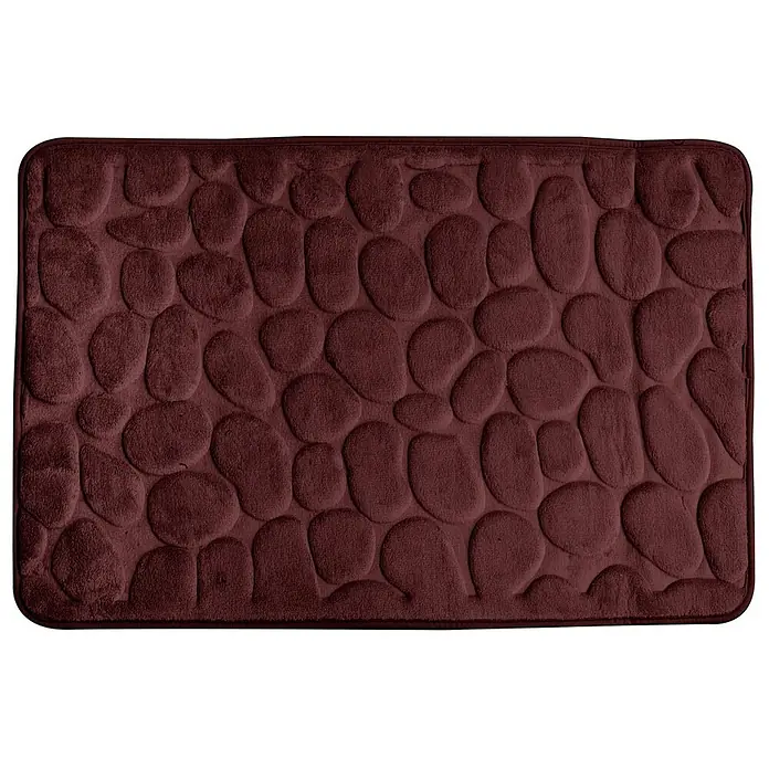 Euroshowers Memory-Foam-Badteppich Rimini Weinrot 60 × 95 cm -  - Dunkelbraune, rechteckige Badematte mit weicher, kieselsteinartiger Oberfläche.