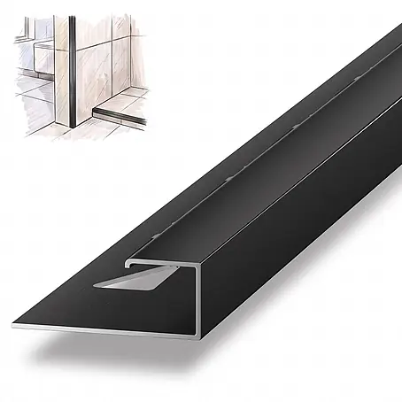 Dalsys Fliesenschiene Aluminium 2,5m x 12,5mm Eckprofil Schwarz