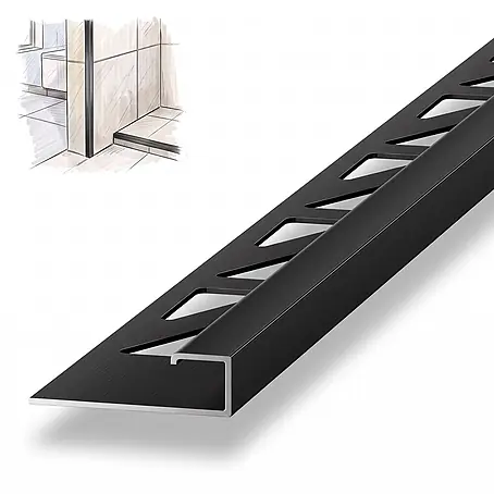 Dalsys Fliesenschiene Aluminium 2,5m x 8mm Eckprofil Schwarz