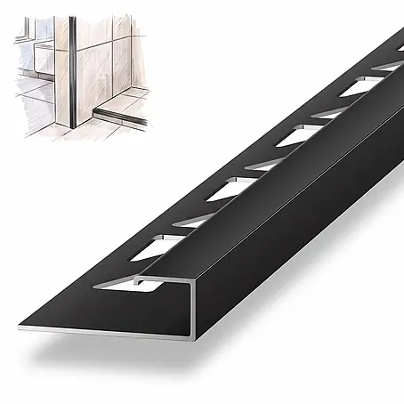 Dalsys Fliesenschiene Aluminium 2,5m x 10mm Eckprofil Schwarz
