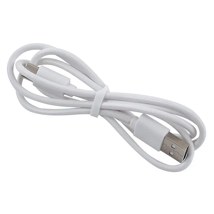 Lucande Dimmbare LED Akku Tischlampe kabellos, Lichtfarbe einstellbar -  - Weißes USB-Kabel, aufgewickelt und gebunden, mit USB-A und reversiblen Anschlüssen.
