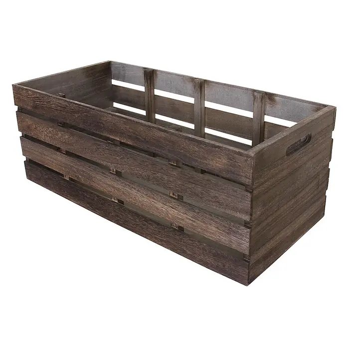 Mendler Kommode HWC-C62 4 Schubladen 70x32x26cm - braun -  - Dunkelbraune, rechteckige Holzkiste mit Lattenseiten und integrierten Griffen.