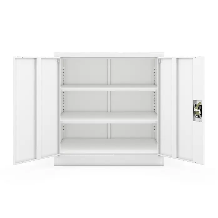 Jan Nowak Metallschrank BEATA D600 für Büro/Werkstatt, 93x90x60 cm, Weiß -  - Weißer Metallschrank mit offenen Türen und verstellbaren Einlegeböden.