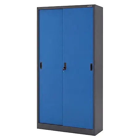 Jan Nowak Büroschrank KUBA mit Schiebetüren, 90x185x40 cm, Anthrazit-Blau