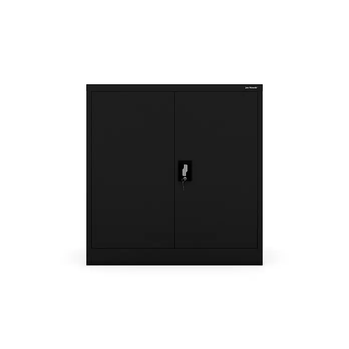 Jan Nowak Metallschrank BEATA D600 für Büro/Werkstatt, 93x90x60 cm, Schwarz -  - Schwarzer zweitüriger Metallschrank mit einem Schlüssel im zentralen Schloss.