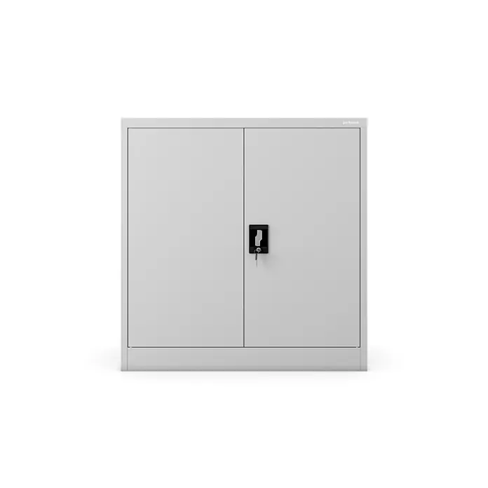 Jan Nowak Metallschrank BEATA D600 für Büro/Werkstatt, 93x90x60 cm, grau -  - Grauer Metall-Doppeltür-Aufbewahrungsschrank mit Schloss und Schlüssel.