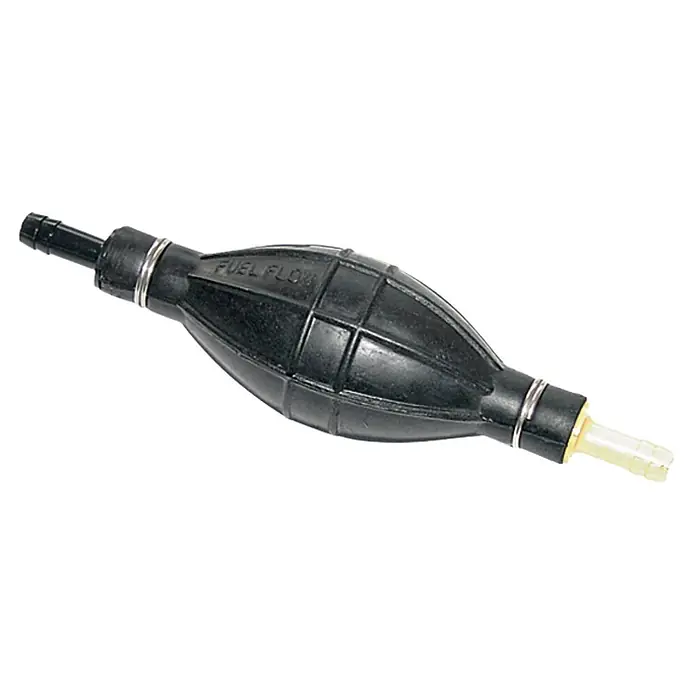 Navyline Pumpball - Geeignet für: Benzinschlauch 8 mm, 108 x 45 mm - Abbildung einer Kraftstoffpumpe mit der Aufschrift "FUEL FLOW" zur Kraftstoffförderung in verschiedenen Anwendungen.