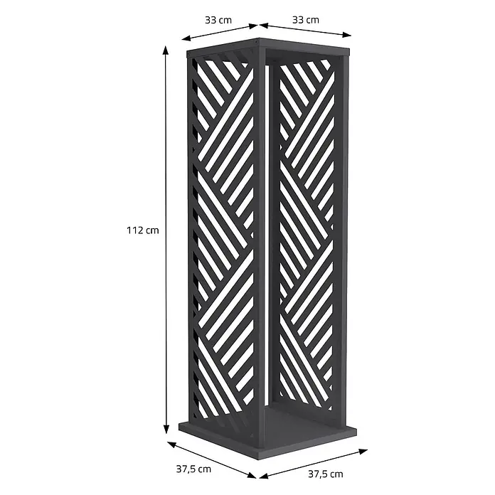 ML-Design Kaminholzregal 37,5x37,5x112 cm Anthrazit Streifen-Motiv -  - Dunkelgraue Dekosäule mit geometrischem Muster, ideal für Pflanzen oder als Raumteiler.