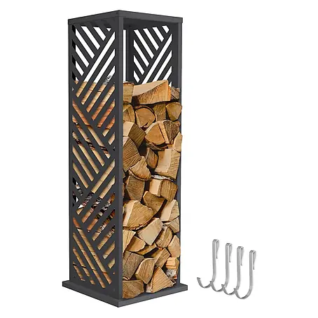 ML-Design Kaminholzregal 37,5x37,5x112 cm Anthrazit Streifen-Motiv