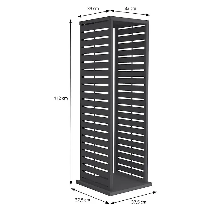 ML-Design Kaminholzregal 37,5x37,5x112 cm Anthrazit Schlitz-Motiv -  - Hohes, dunkelgraues Lattenregal mit offenem Design, 112 cm hoch, 33 cm breit und 37,5 cm tief.