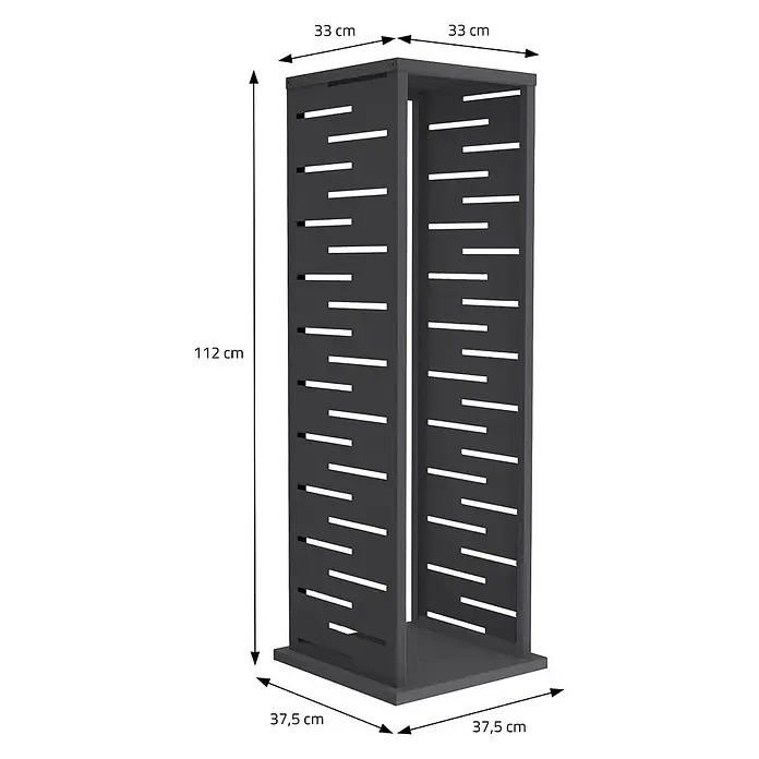 ML-Design Kaminholzregal Metall 37,5x37,5x112 cm Anthrazit Gitter-Motiv -  - Anthrazitfarbener Deko-Metallschirm mit horizontalen Schlitzen, 112x33x37,5 cm.