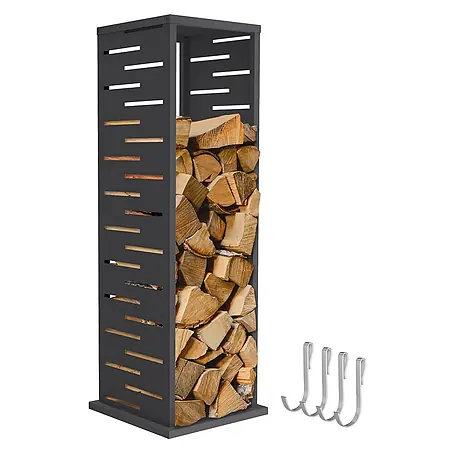 ML-Design Kaminholzregal Metall 37,5x37,5x112 cm Anthrazit Gitter-Motiv