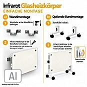 Admiral Infrarot-Glasheizkörper (45 x 120 cm, Weiß, 850 W)