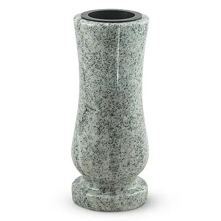 Grabvase Taille-medium, ØxH: 12x25 cm, Granit, Viscont White, Weiß-Grau