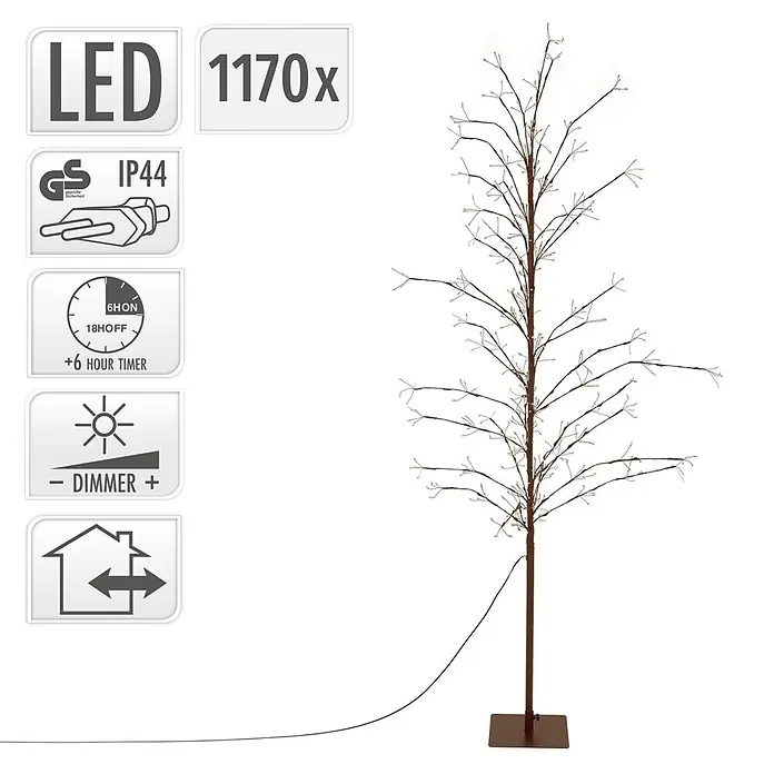 LED Baum Innen/Außen Metall Lichterbaum 180 cm Weihnachtsdeko 1170 LED - 