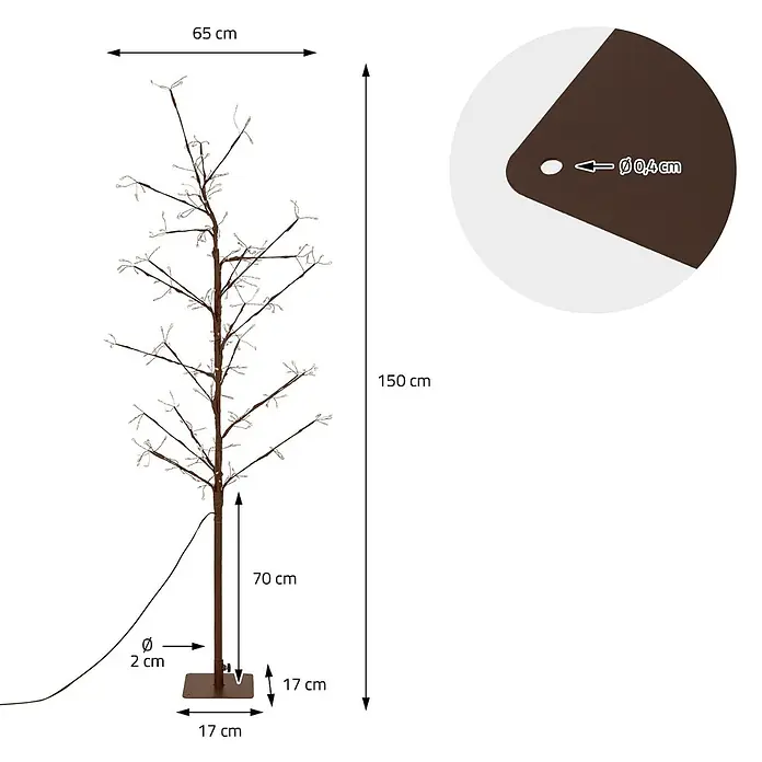 LED Baum Innen/Außen Metall Lichterbaum 150 cm Weihnachtsdeko 855 LEDs - 