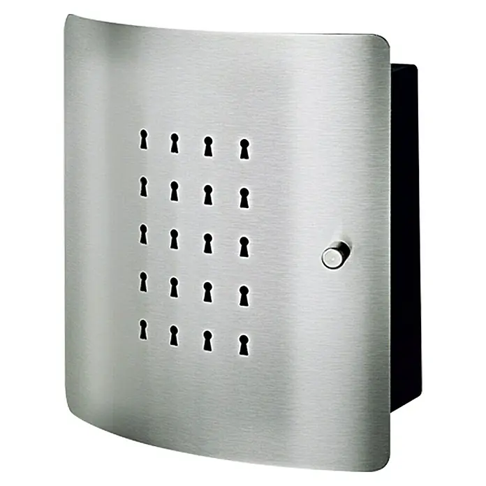 Burg-Wächter Schlüsselkassette Slot - Anzahl Haken: 10 Stk., 210 x 70 x 240 mm - Silberner Schlüsselschrank mit Schloss und Löchern zur Aufbewahrung von Schlüsseln.