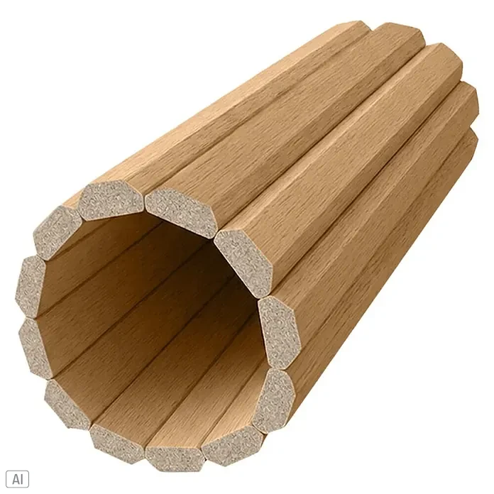 Dioco Panel de pared Flexible Nexus - Marrón, 260 cm x 29 cm x 12 mm, 2 ud. - Tubo hueco compuesto por lamas efecto madera marrón claro, ideal para muebles o decoración.
