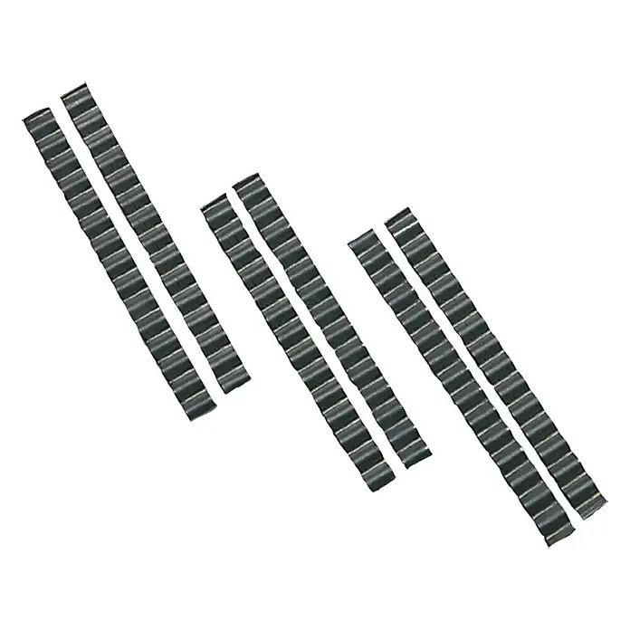 Heka Estrichklammer - 120 mm, 20 Stk. - Produktbild von mehreren Streifen Metallbandklammern, die sich ideal zum Befestigen von Bändern eignen.