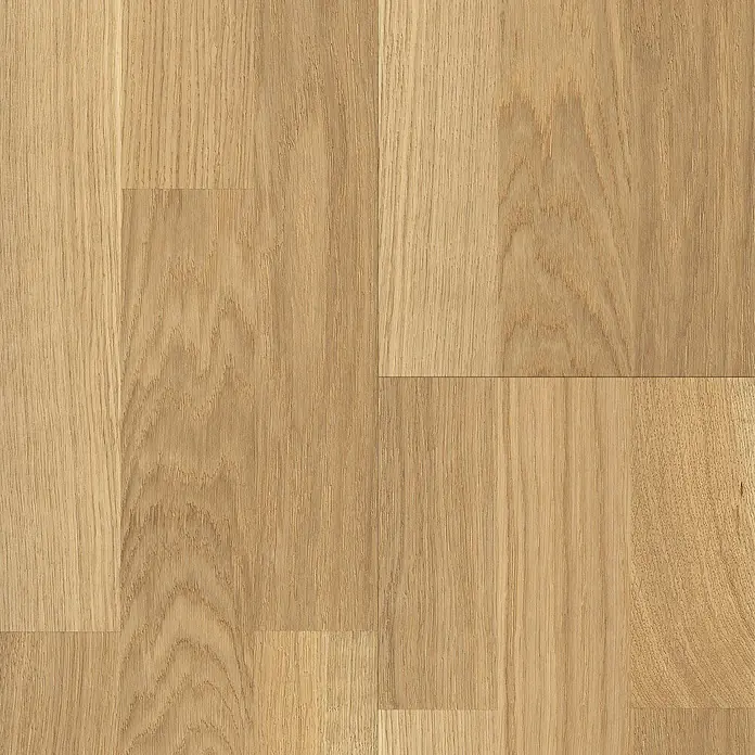 Living by Haro Parkettmuster Eiche geölt - 290 x 180 x 12 mm, Schiffsboden - Detailaufnahme eines hellen Eichenparketts mit deutlicher Holzmaserung und warmen Farbtönen. Perfekt für ein gemütliches Ambiente.