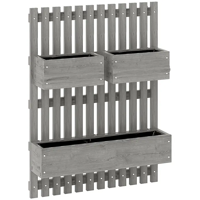 Furnicato Wand-Hochbeet aus Tannenholz, Grau, 60 x 80 cm - 