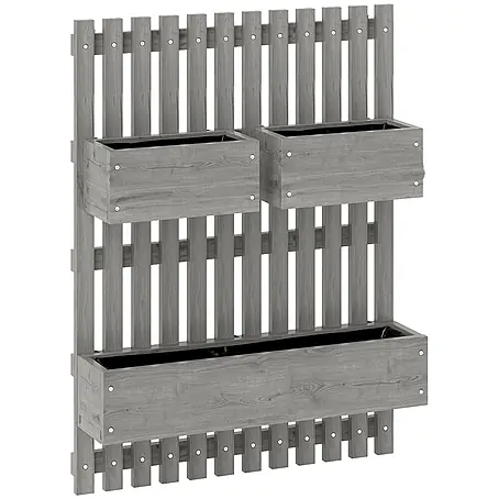 Furnicato Wand-Hochbeet aus Tannenholz, Grau, 60 x 80 cm