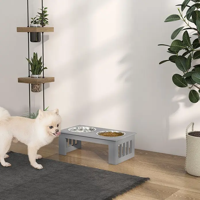 PawHut Futternapf Grau 44L x 24B x 15H cm - 