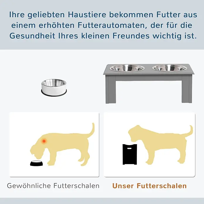 PawHut Futternapf Grau 44L x 24B x 15H cm - 