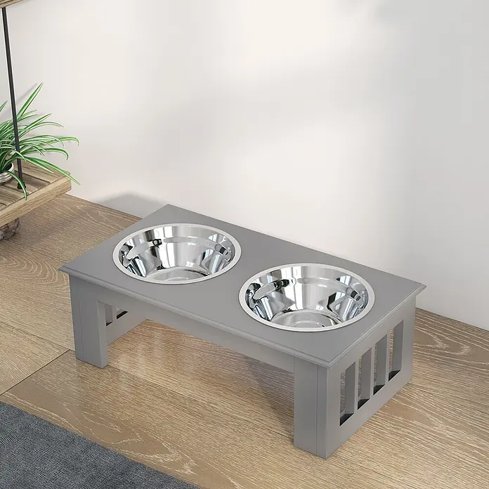 PawHut Futternapf Grau 44L x 24B x 15H cm - 
