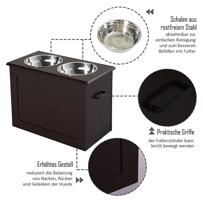 PawHut Napf Espresso 60L x 30B x 41H cm - 