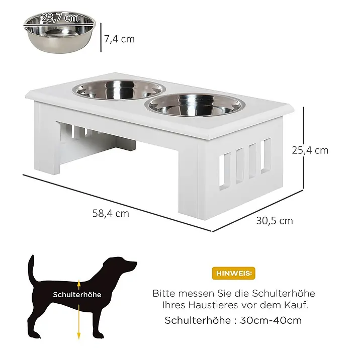 PawHut Futternapf Weiß 58,4L x 30,5B x 25,4H cm - 
