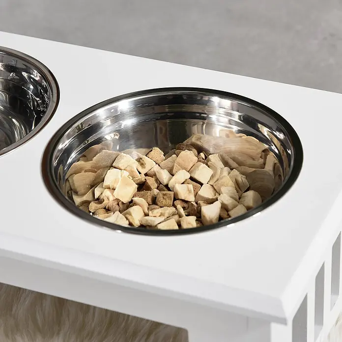 PawHut Futternapf Weiß 58,4L x 30,5B x 25,4H cm - 