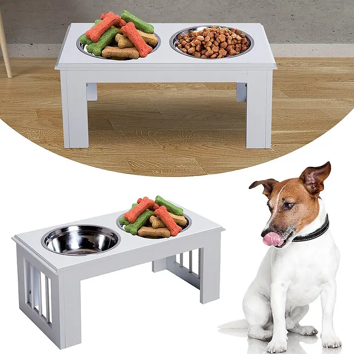 PawHut Futternapf Weiß 58,4L x 30,5B x 25,4H cm - 