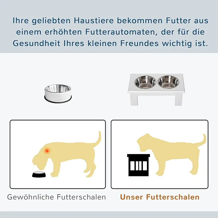 PawHut Futternapf Weiß 58,4L x 30,5B x 25,4H cm - 