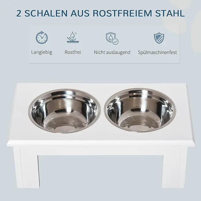 PawHut Futternapf Weiß 58,4L x 30,5B x 25,4H cm - 